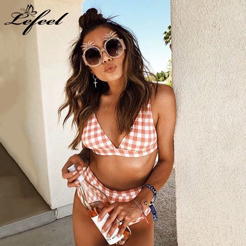 New Solid Plaid Swimwear Women High Waist Print Swimsuit Sexy Triangle Bikini Set Bathing Suit Female Summer Beachwear Biquini
New Solid Plaid Swimwear Women High Waist Print Swimsuit Sexy Triangle Bikini Set Bathing Suit Female Summer Beachwear Biquini