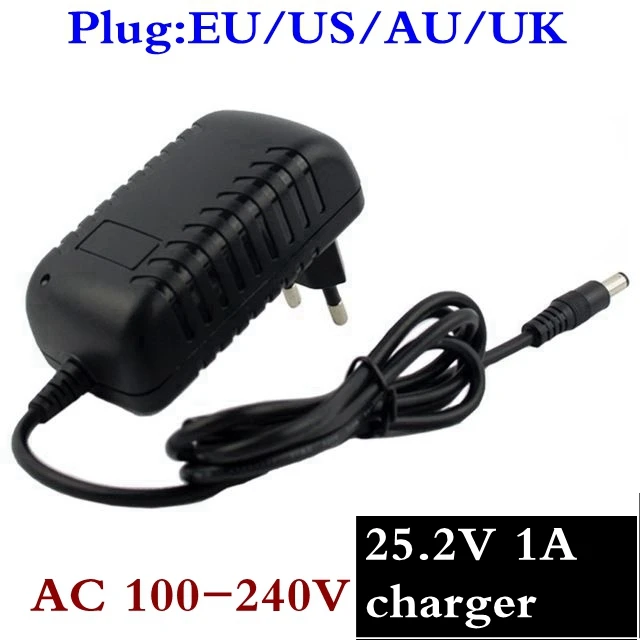 25.2V 1000mA 1A 5.5*2.1mm Universal AC DC Power Supply Adapter Wall Charger For lithium battery pack EU/AU/ Plug+free shipping
25.2V 1000mA 1A 5.5*2.1mm Universal AC DC Power Supply Adapter Wall Charger For lithium battery pack EU/AU/ Plug+free shipping