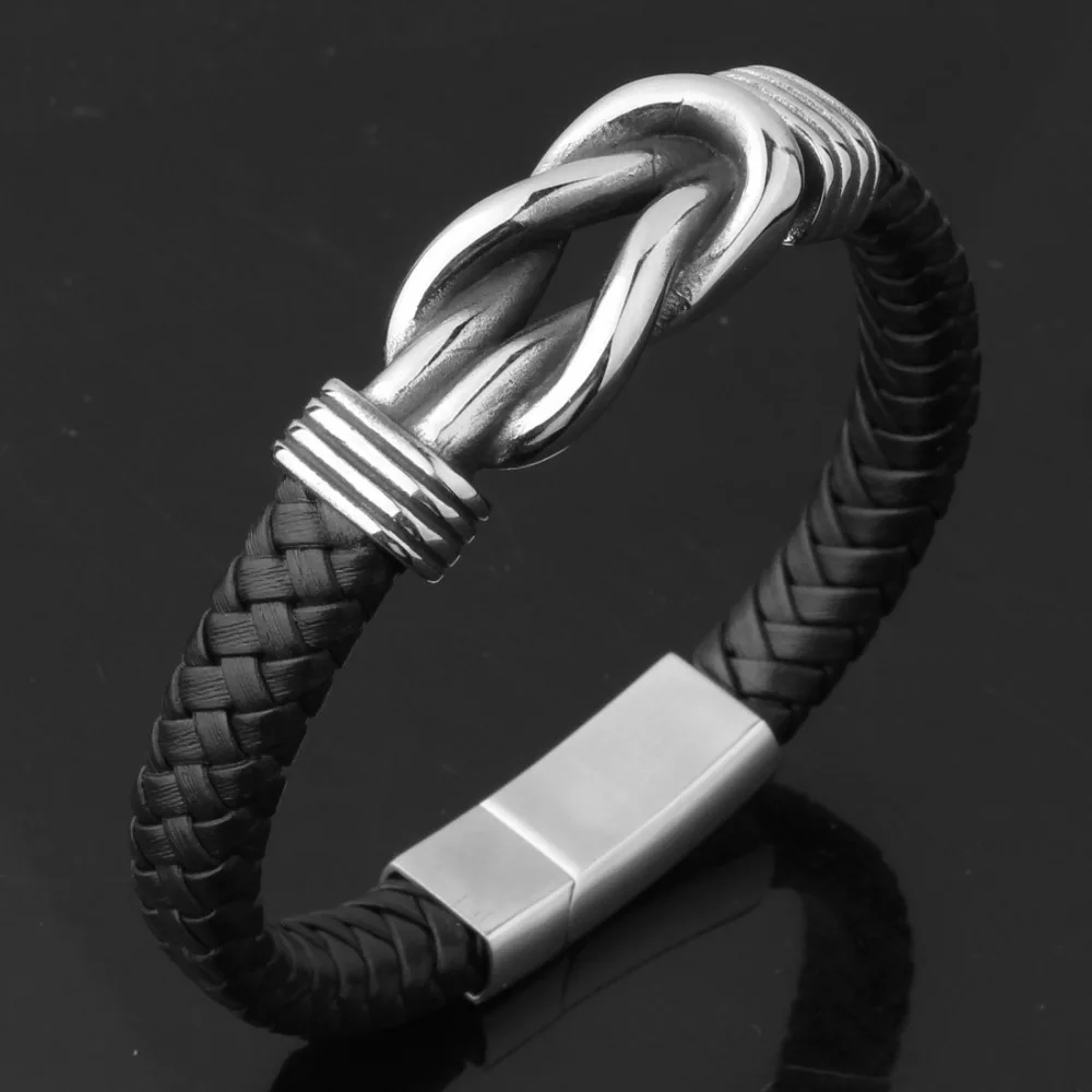 10.8mm Wide Hip-hop Black Wristband Braided Leather Men's Stainless Steel Silver Color Clasp Bangle Bracelet Christmas Gift 9"
10.8mm Wide Hip-hop Black Wristband Braided Leather Men's Stainless Steel Silver Color Clasp Bangle Bracelet Christmas Gift 9"