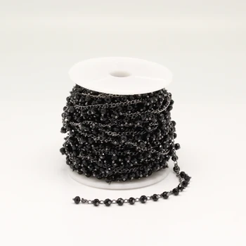 3x4mm,Faceted Black Glass Rondelle Beads,Wire Wrapped Gun Black Links Jewelry Chain,5 Meters
3x4mm,Faceted Black Glass Rondelle Beads,Wire Wrapped Gun Black Links Jewelry Chain,5 Meters