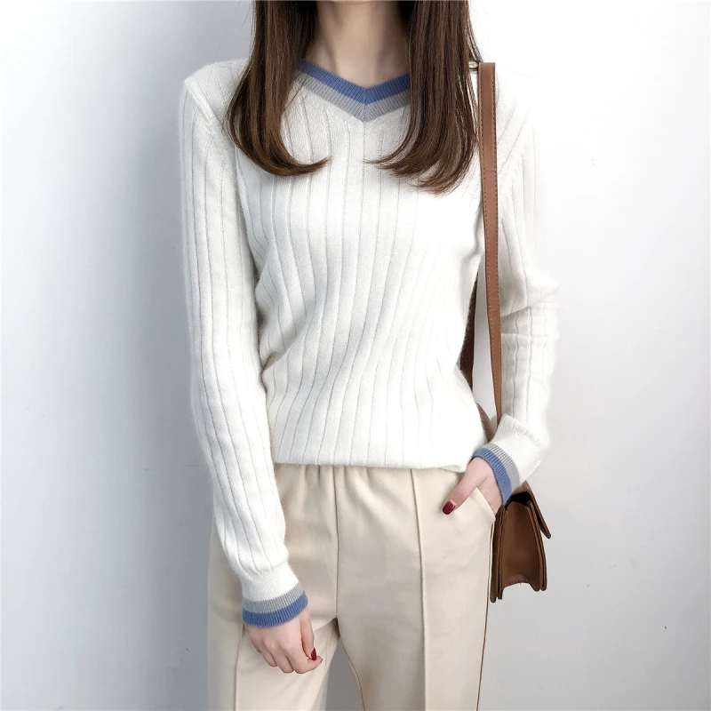 The neckline and cuff color matching sweater is suitable for casual and comfortable European American, Japanese, Korean factory
The neckline and cuff color matching sweater is suitable for casual and comfortable European American, Japanese, Korean factory