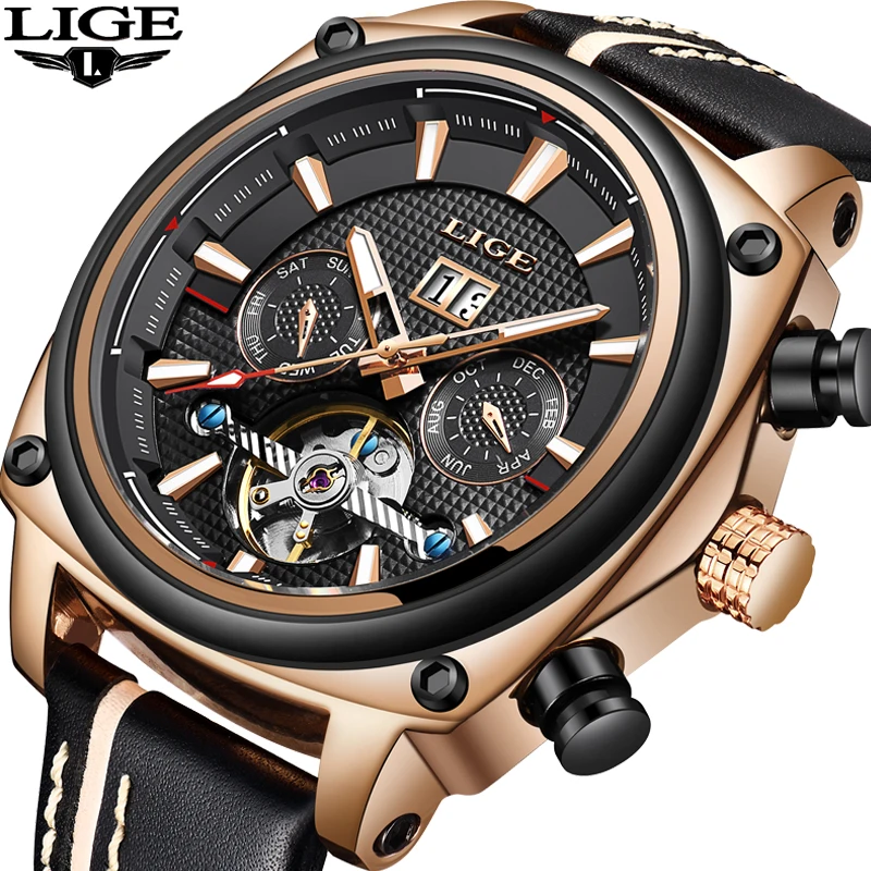 Montre Homme LIGE новые мужские часы Роскошные автоматические механические военные