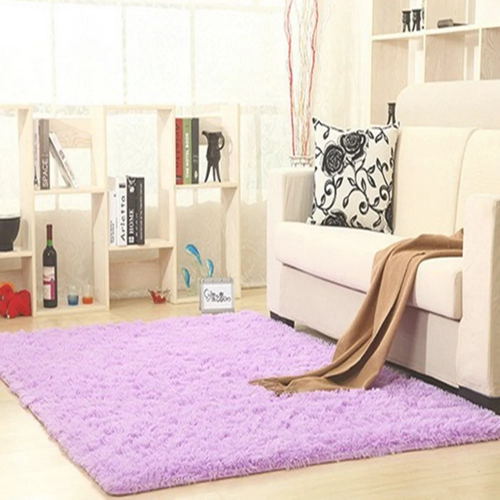 Super Soft Silky Bedroom Rug Living Room Carpet Rug Pure Color Super Soft Silky Bedroom Rug Living Room Carpet Rug Pure Color