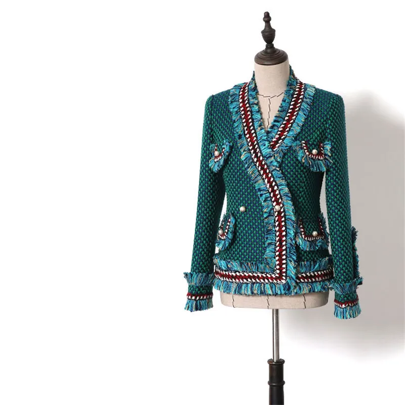 Handmade Luxury Fashion Green Tweed Blazer Suits Fringed Trim Long Flared Sleeves Front Pockets With Pearls Detail
Handmade Luxury Fashion Green Tweed Blazer Suits Fringed Trim Long Flared Sleeves Front Pockets With Pearls Detail