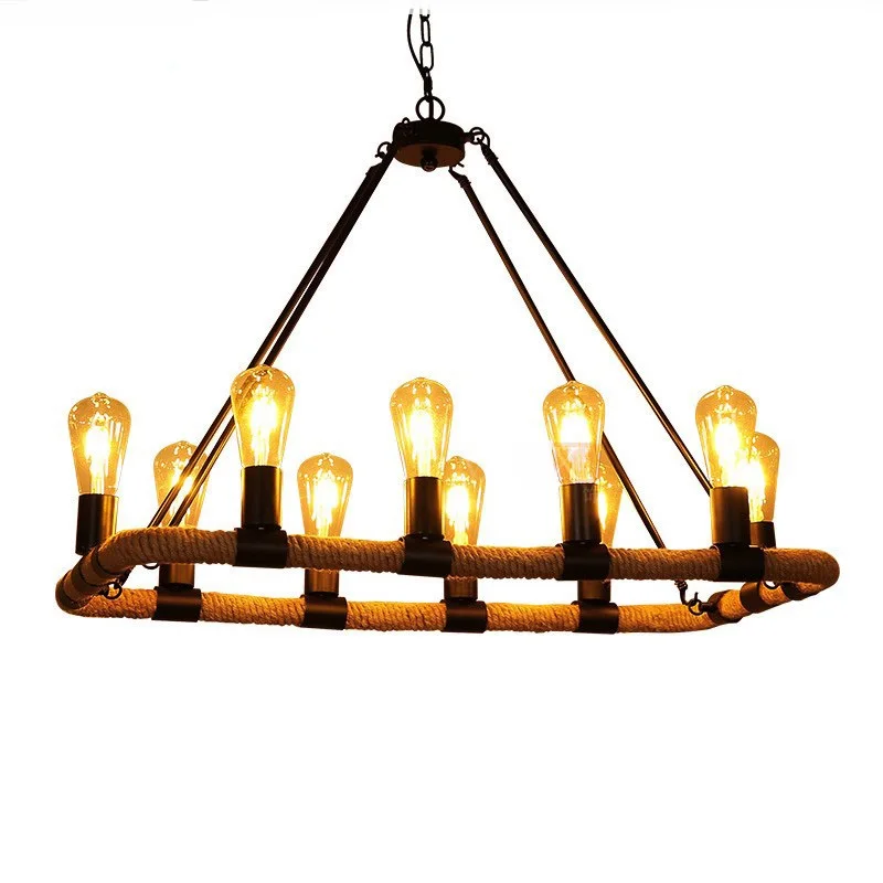 Retro Hemp Rope Pendant Lights LOFT Suspension Lamp Industrial Wind For Living Room Clothing Store Cafe Restaurant 10 Light G139 
Retro Hemp Rope Pendant Lights LOFT Suspension Lamp Industrial Wind For Living Room Clothing Store Cafe Restaurant 10 Light G139