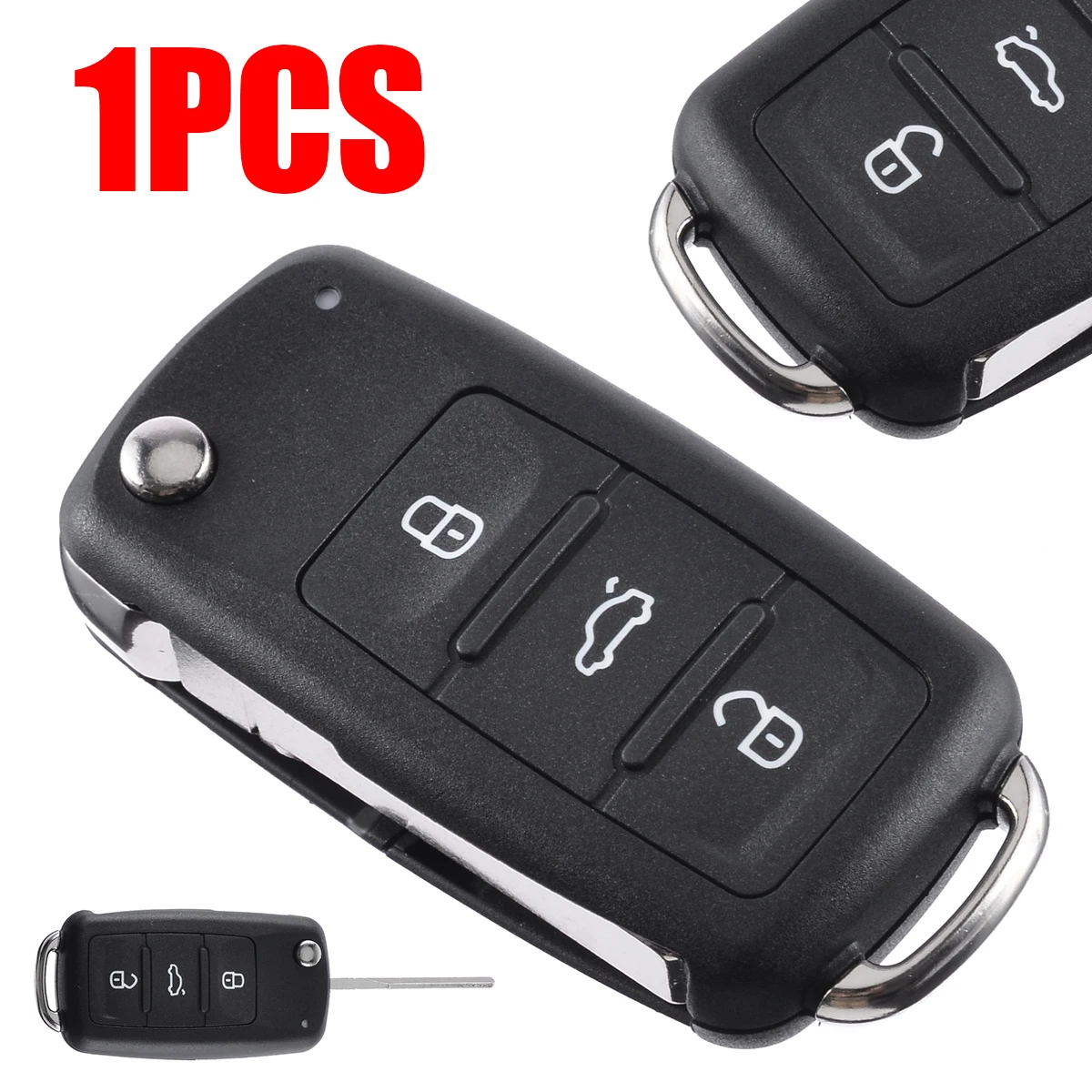 3 Buttons Flip Folding Remote Key Fob Case No Logo Car Key Shell Protector With Key Blade for V-W T-ouareg 04-11