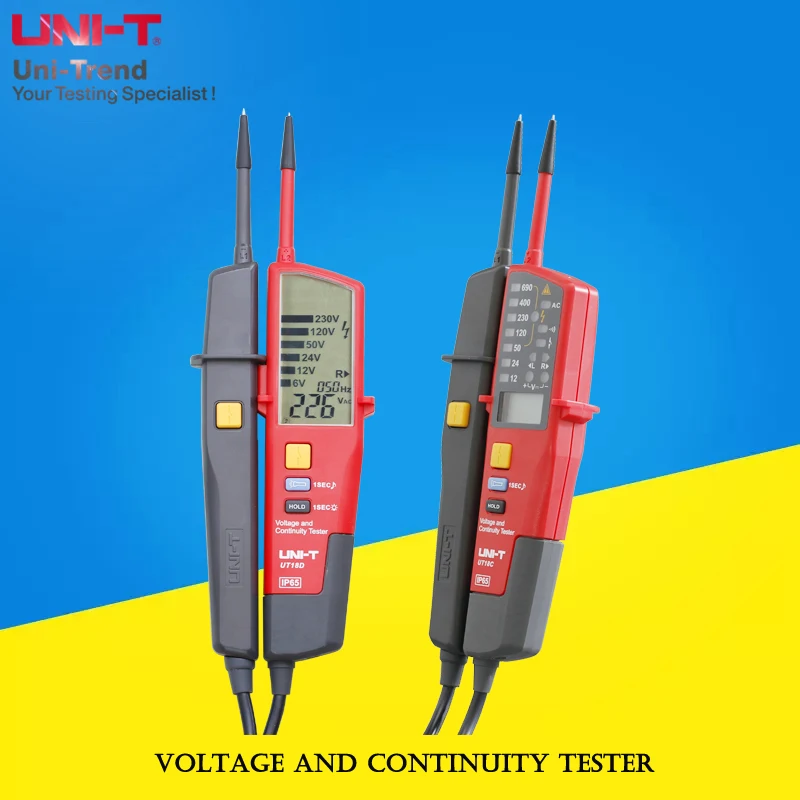 UNI-T UT18D/UT18C Voltage and Continuity Tester; IP65 waterproof / RCD test / phase position rotation test / built-in lighting
UNI-T UT18D/UT18C Voltage and Continuity Tester; IP65 waterproof / RCD test / phase position rotation test / built-in lighting
