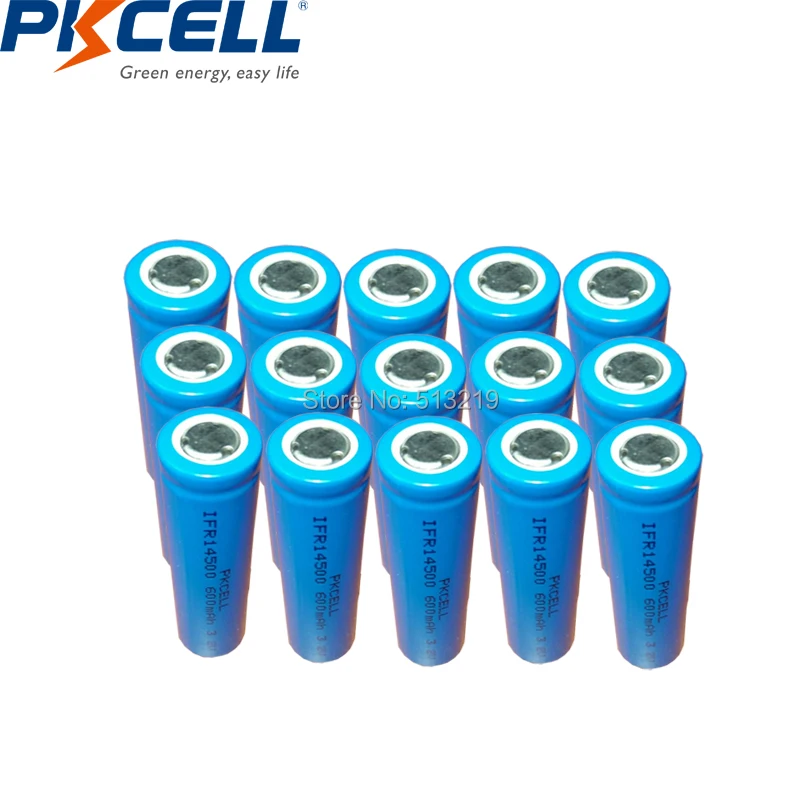 15pcs PKCELL Lifepo4 3.2V AA 14500 Rechargeable Lithium ion Battery 600MAH IFR14500 Cell for Camera Solar Led Light
15pcs PKCELL Lifepo4 3.2V AA 14500 Rechargeable Lithium ion Battery 600MAH IFR14500 Cell for Camera Solar Led Light