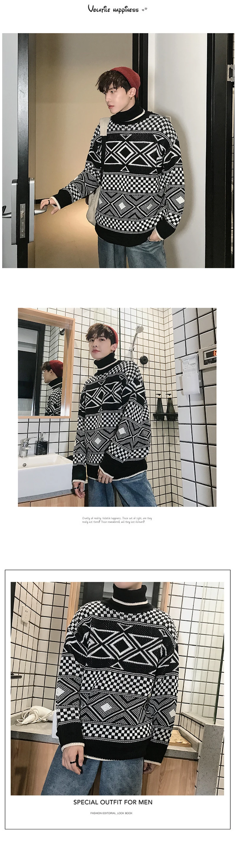 Korean Turtleneck Sweater Men Pullover (6)