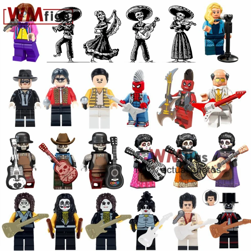 Legoings Guitar Music Freddie Mercury Queen Kiss Band Coco Movie Deadpool Stripper Figure Building Blocks Toys For Children Gift
Legoings Guitar Music Freddie Mercury Queen Kiss Band Coco Movie Deadpool Stripper Figure Building Blocks Toys For Children Gift