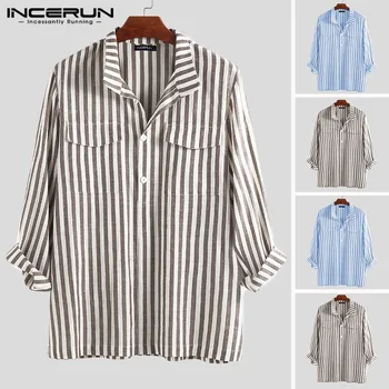 INCERUN Streetwear Long Sleeve Striped Shirt Men Pockets Loose Turn-down Collar Blouse Fashion Casual Shirts Men Camisa 2019 5XL
INCERUN Streetwear Long Sleeve Striped Shirt Men Pockets Loose Turn-down Collar Blouse Fashion Casual Shirts Men Camisa 2019 5XL