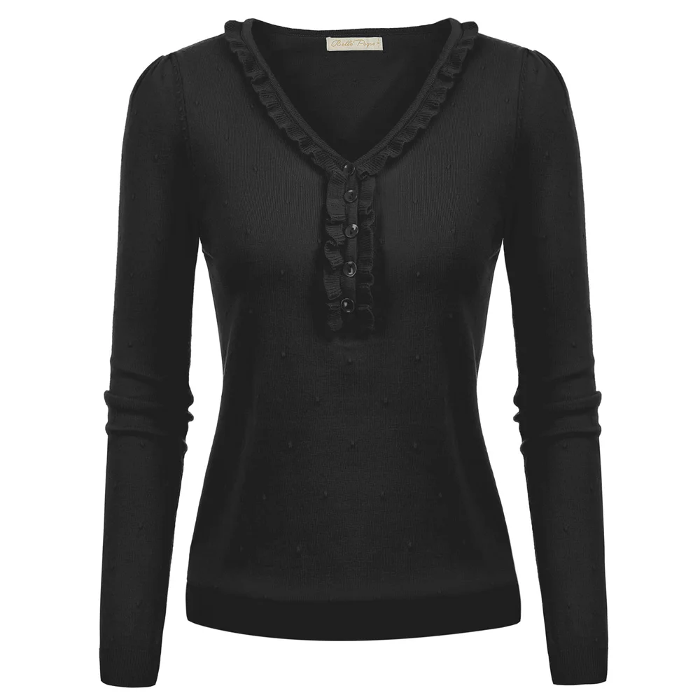 spring fall knitwear Women knitted sweater V-Neck Ruffles & Dots buttons Pullover Knitwear vintage slim stretch Tops lady female
spring fall knitwear Women knitted sweater V-Neck Ruffles & Dots buttons Pullover Knitwear vintage slim stretch Tops lady female