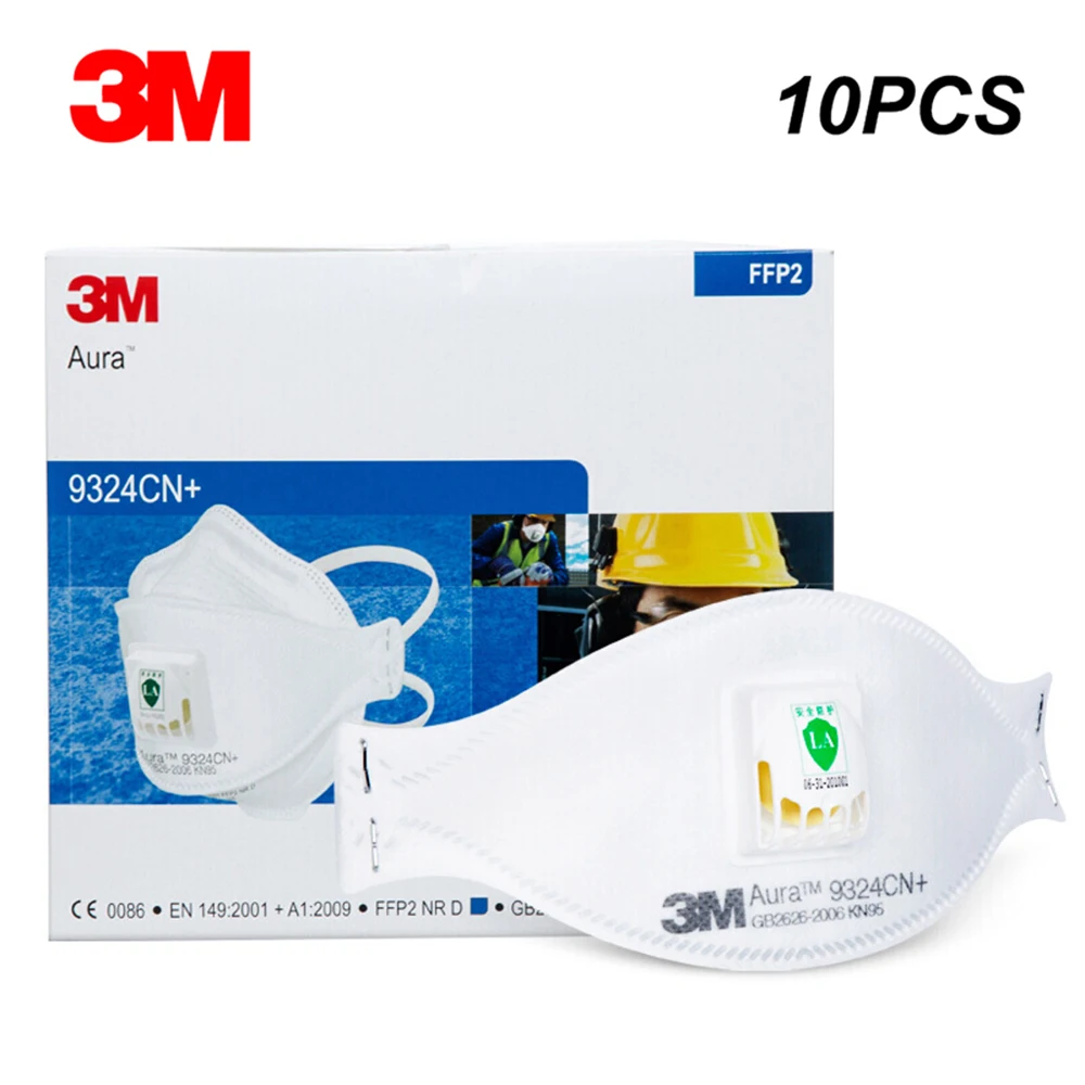 10Pcs 3M 9324CN+ Masks Particulate Respirator KN95 with Exhalation Valve Protection Mask Cycling Industry Use Anti-Dust Gas Haze 
10Pcs 3M 9324CN+ Masks Particulate Respirator KN95 with Exhalation Valve Protection Mask Cycling Industry Use Anti-Dust Gas Haze