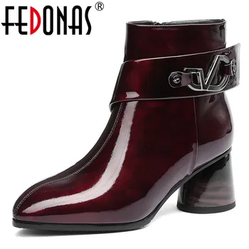 FEDONAS Quality Cow Patent Leather Side Zipper Women Ankle Boots Elegant High Heels Winter Warm Short Boots Party Shoes Woman
FEDONAS Quality Cow Patent Leather Side Zipper Women Ankle Boots Elegant High Heels Winter Warm Short Boots Party Shoes Woman