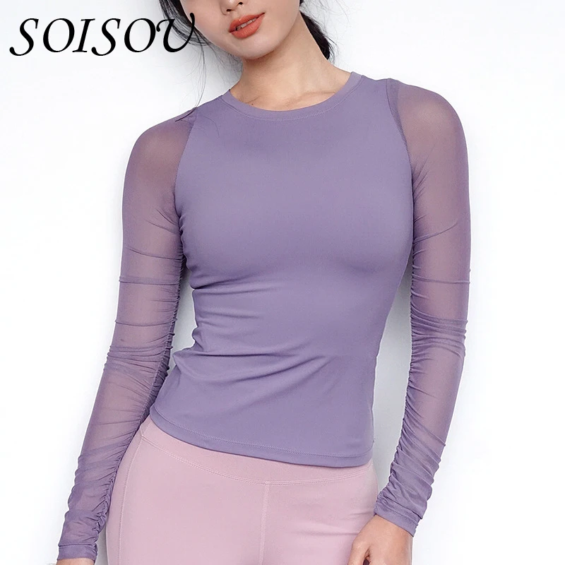 SOISOU Women's Shirt High Elasticity Long Sleeve Workout Fitness Clothes Breathable O-neck Solid Female T-shirt Streetwear
SOISOU Women's Shirt High Elasticity Long Sleeve Workout Fitness Clothes Breathable O-neck Solid Female T-shirt Streetwear