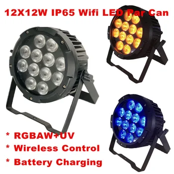 

New 6pcs/lot flycase IP65 Battery Power LED Wireless DMX Par Light 12x12w RGBWA UV 6IN1 WIFI Control Par Can Wedding DJ Uplight