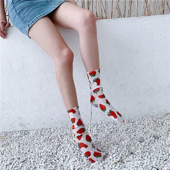 Fashion Chiffon Tulle Strawberry Socks For Women Thin Transparent Mesh Socks Lady High Knee Long Socks Female Dress Hosiery Sock
Fashion Chiffon Tulle Strawberry Socks For Women Thin Transparent Mesh Socks Lady High Knee Long Socks Female Dress Hosiery Sock