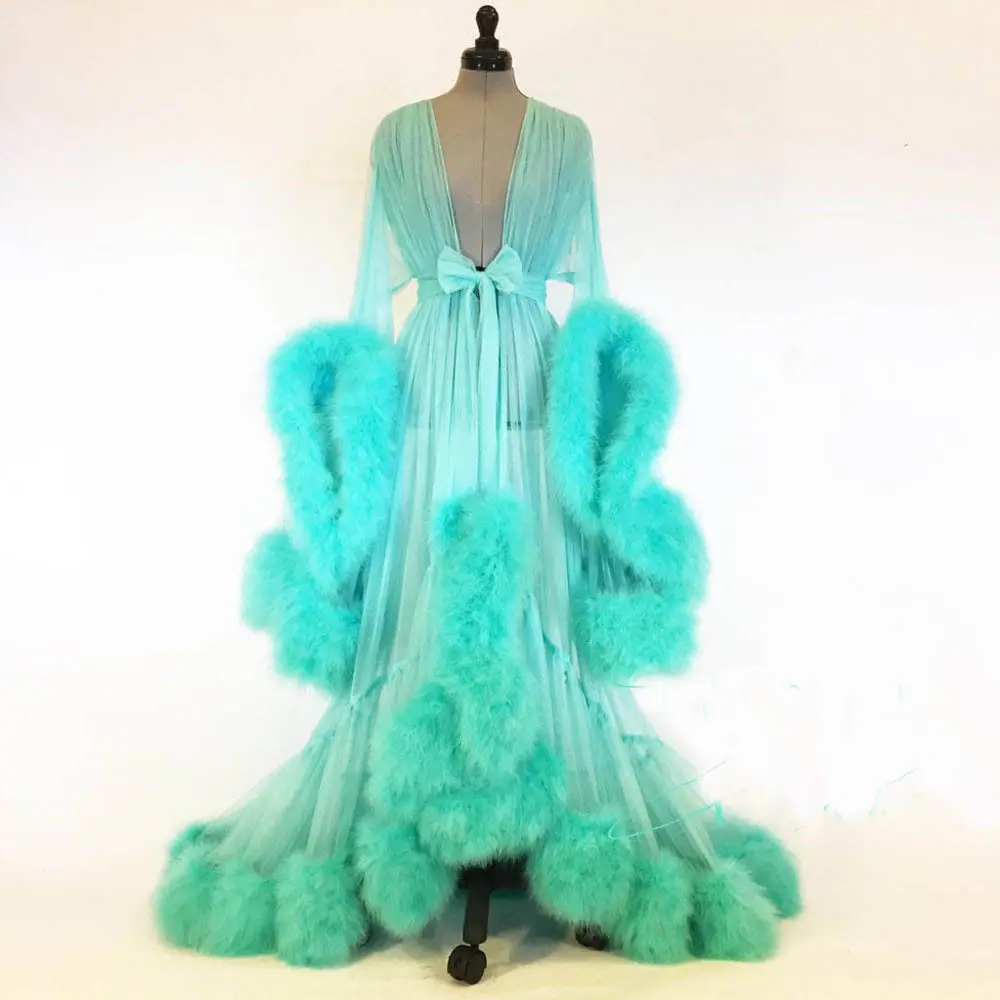 Best Women Sexy Lace Fur Robe Ladies Furry Sleepwear Robes Loose Long