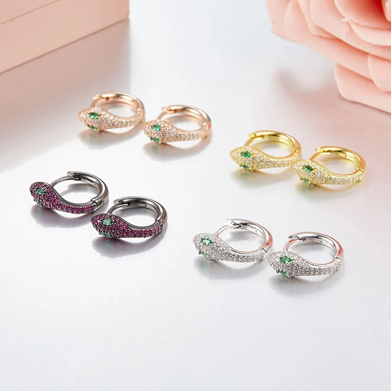 SLJELY High Quality 925 Sterling Silver 4 Gold Colors Green Eyes Snake Hoop Earrings Cubic Zirconia Stones Women Monaco Jewelry
SLJELY High Quality 925 Sterling Silver 4 Gold Colors Green Eyes Snake Hoop Earrings Cubic Zirconia Stones Women Monaco Jewelry