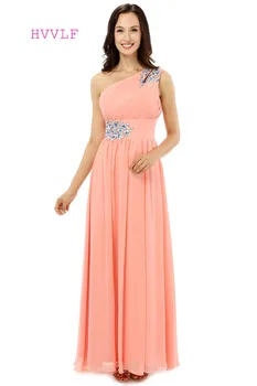 HVVLF 2019 Cheap Bridesmaid Dresses Under 50 A-line One-shoulder Floor Length Coral Chiffon Crystals Wedding Party Dresses
HVVLF 2019 Cheap Bridesmaid Dresses Under 50 A-line One-shoulder Floor Length Coral Chiffon Crystals Wedding Party Dresses