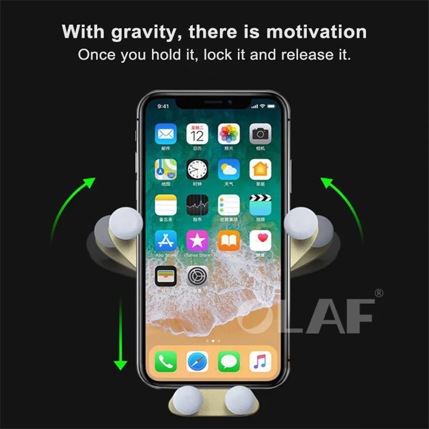 OLAF Gravity Car Phone Holder,Universal Smartphone Grip Air Vent Mount Mobil Phone Holder Stand For iPhone X 7 Oneplus 6 GPS Car (2)