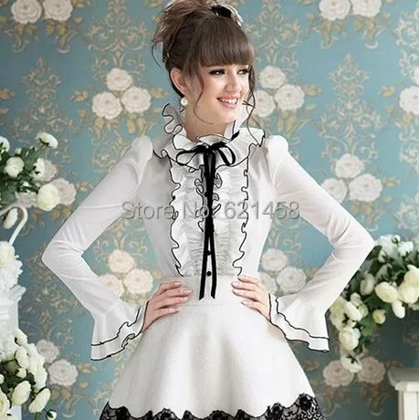 2018 Newest Women's White Ruffle Black Ribbon Bow Bubble Long-Sleeve Shirts Fashion Flare Sleeves Basic Shirts Blouses
2018 Newest Women's White Ruffle Black Ribbon Bow Bubble Long-Sleeve Shirts Fashion Flare Sleeves Basic Shirts Blouses