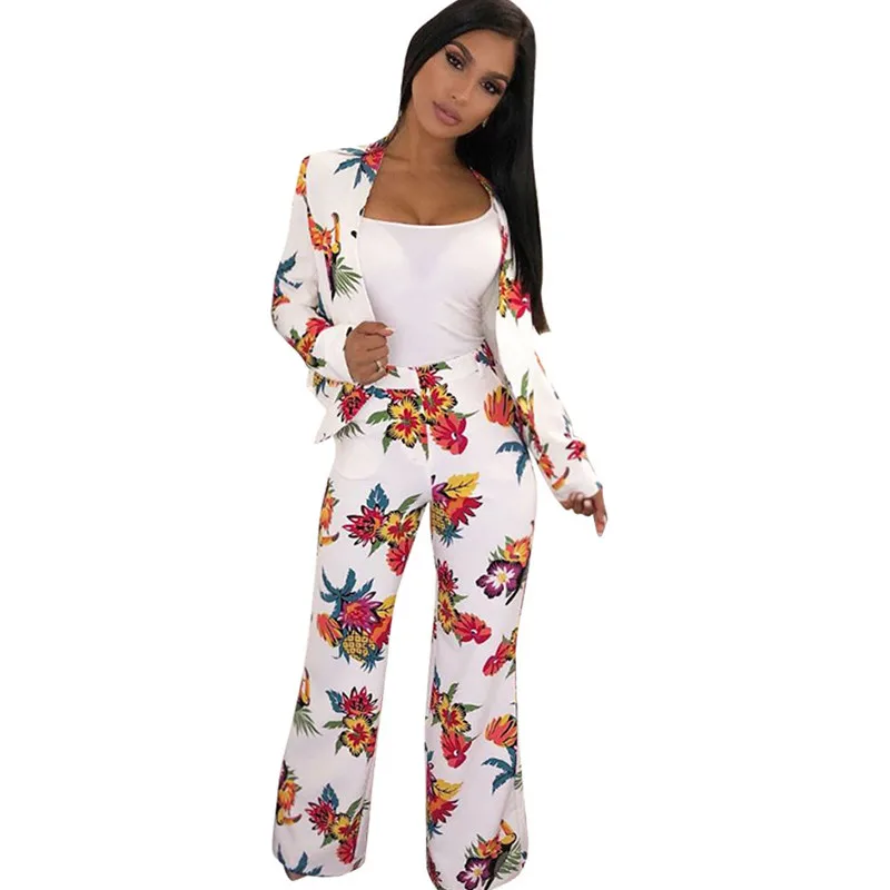 Work Two Piece Pants Set Women Autumn Winter Flowers Print Blazer Top and Wide Leg Pant Suits Office Business Matching Outfits
Work Two Piece Pants Set Women Autumn Winter Flowers Print Blazer Top and Wide Leg Pant Suits Office Business Matching Outfits