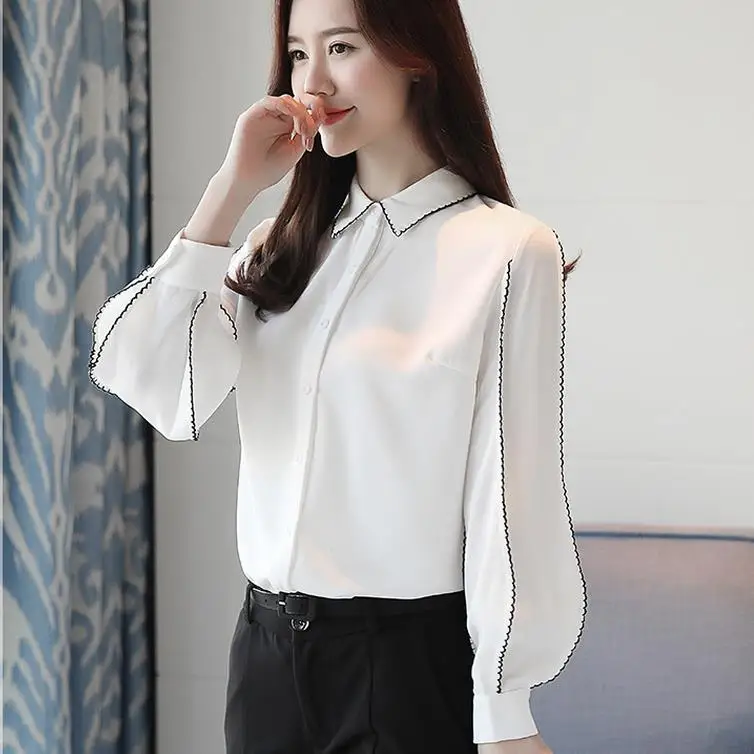 2018 Spring Long Lantern Sleeve Turn Down Collar White Blouses Women Transparent Sleeve Red Shirts Women Black Chiffon Tops
2018 Spring Long Lantern Sleeve Turn Down Collar White Blouses Women Transparent Sleeve Red Shirts Women Black Chiffon Tops