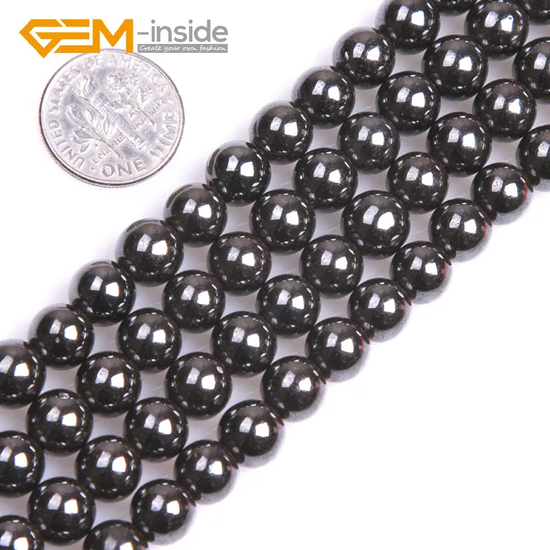 

2mm-16mm Round Black Magnetic Hematite Gem stone Loose Beads For Jewelry Making Beads Strand DIY 15 Inches Bulk Gem-inside