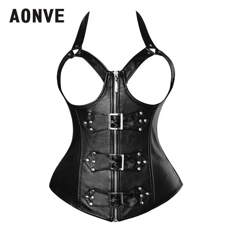 AONVE Leather Black Steampunk Corset Sexy Erotic Corsets Plus Size Buckle Zipper Burlesque Bodice Waist Trainer Belly Slimming
AONVE Leather Black Steampunk Corset Sexy Erotic Corsets Plus Size Buckle Zipper Burlesque Bodice Waist Trainer Belly Slimming
