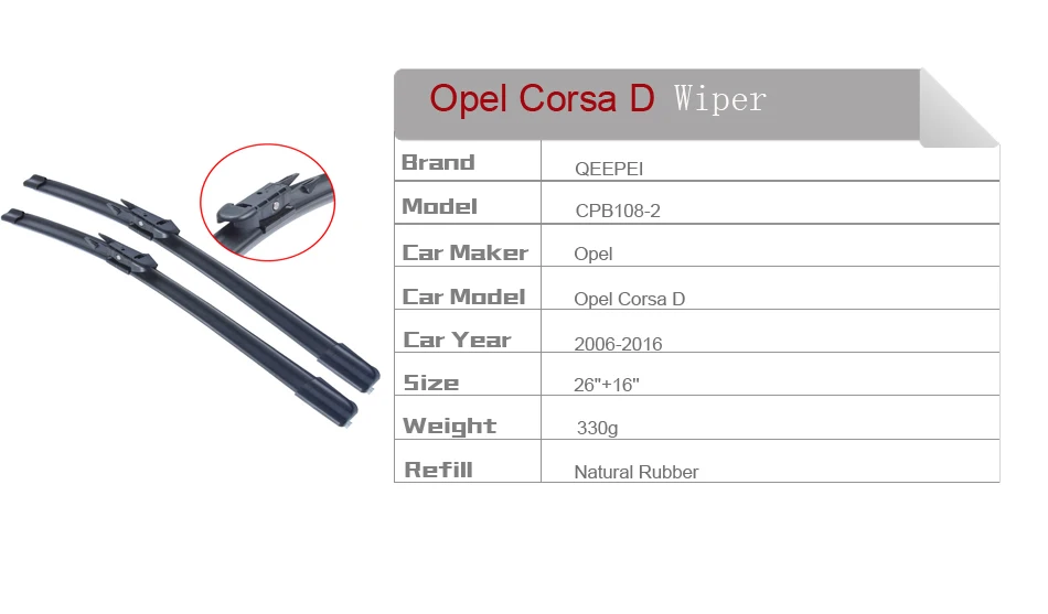 Qeepei Auto Scheibenwischer Fur Opel Corsa D 06 16 26 16 Zubehor Fit Auto Gummi Windschutzscheibe Wischer Klinge Spezifischen Fit Cpb108 2 Accessories Band Accessories For Swimming Poolaccessories Collar Aliexpress