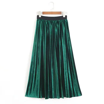 Autumn retro pleated thin luster metallic texture skirt female organ skirt high waist long skirts tide
Autumn retro pleated thin luster metallic texture skirt female organ skirt high waist long skirts tide