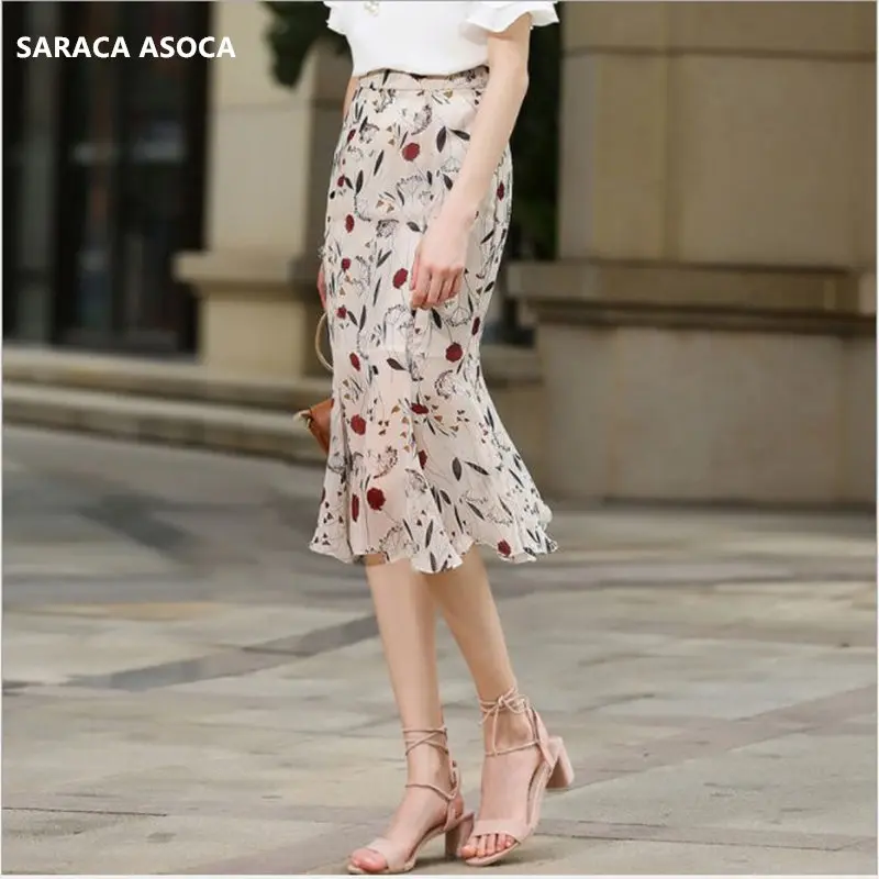 Summer Bohemian Print Chiffon Trumpet Skirt Women Knee-Length Ruffles Slim Hip Mermaid Mid Skirt For Girl 545
Summer Bohemian Print Chiffon Trumpet Skirt Women Knee-Length Ruffles Slim Hip Mermaid Mid Skirt For Girl 545
