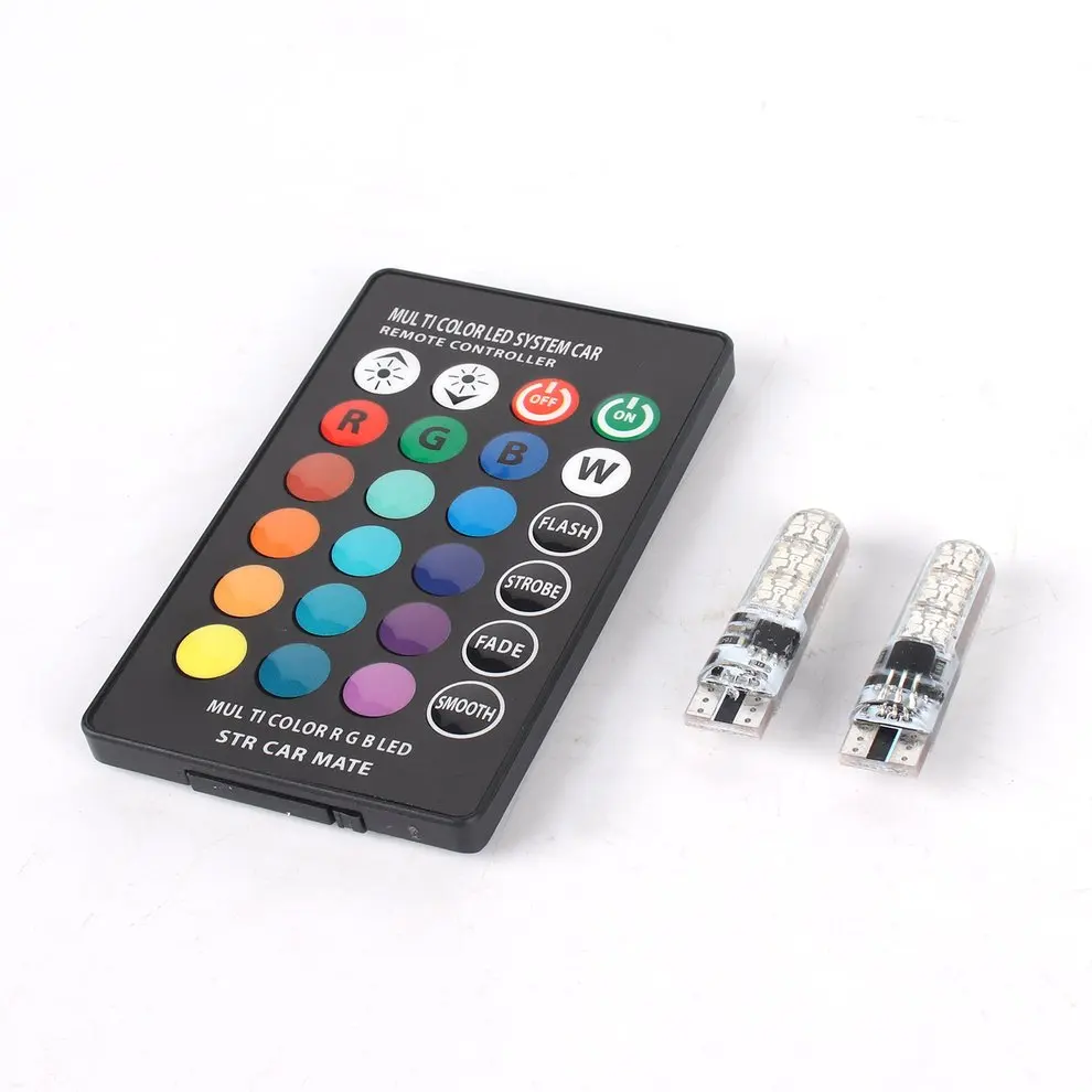 T10 Car Interior Led Bulb Light RGB Tail Lamp Strobe Bulb Wedge License Plate Lights with Remote Control
T10 Car Interior Led Bulb Light RGB Tail Lamp Strobe Bulb Wedge License Plate Lights with Remote Control