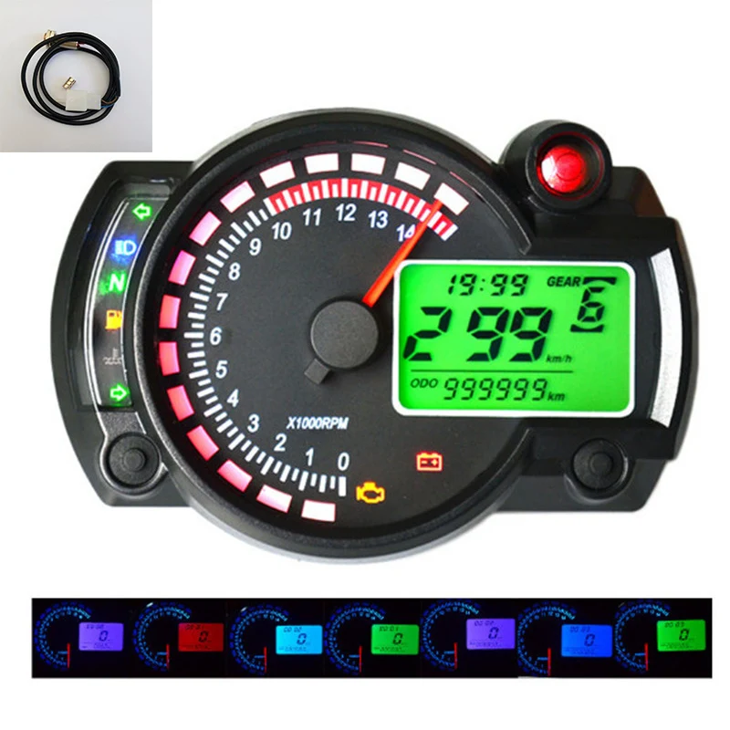 NEWEST KOSO RX2N similar LCD digital Motorcycle odometer 7colors speedometer adjustable MAX 299KM/H
NEWEST KOSO RX2N similar LCD digital Motorcycle odometer 7colors speedometer adjustable MAX 299KM/H