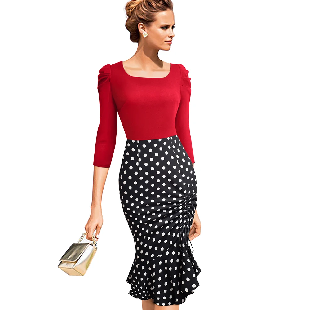 Autumn Fashion Dots Square Collar Bodycon Office Business Dress Elegant Slim Mermaid Wear to Work Dress EB467
Autumn Fashion Dots Square Collar Bodycon Office Business Dress Elegant Slim Mermaid Wear to Work Dress EB467