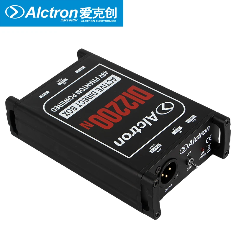 Alctron DI2200N high-performance 48V phantom powered active DI box designed for instrument with high output level
Alctron DI2200N high-performance 48V phantom powered active DI box designed for instrument with high output level