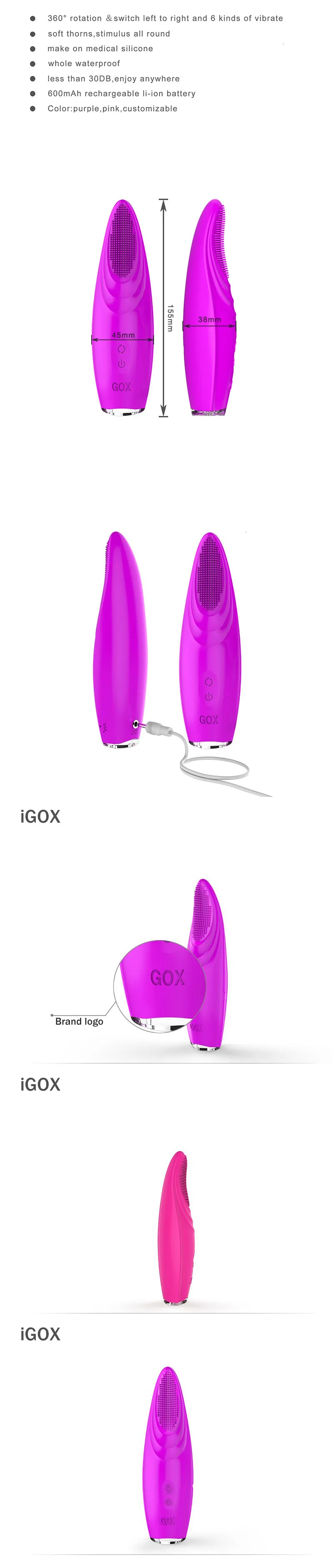 IGOX DORA  Function Rotation Silicone Waterproof Rechargeable G-Spot Tongue Vibrator, Women Sex Toys Adult Sex Products 6