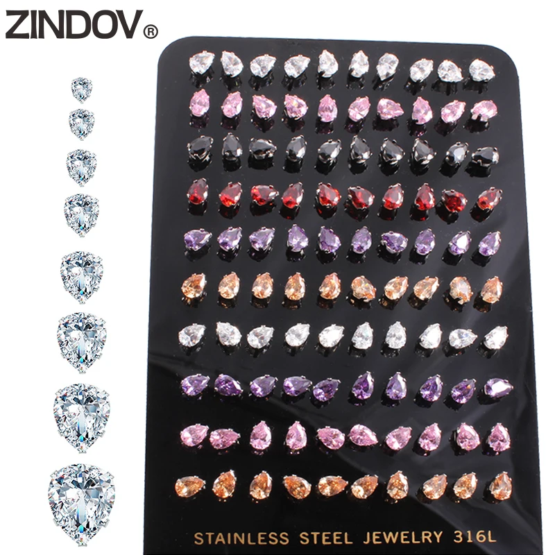 ZINDOV 10 Pairs Stud Earrings For Women Stainless Steel Earrings Men Cubic Zirconia Drops CZ Crystal Male Female Fashion Jewelry
ZINDOV 10 Pairs Stud Earrings For Women Stainless Steel Earrings Men Cubic Zirconia Drops CZ Crystal Male Female Fashion Jewelry