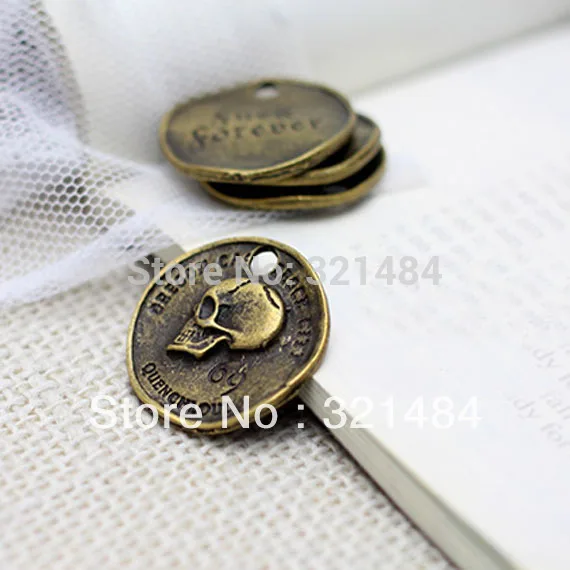 50pcs Antique bronze brass metal 28mm Pirate skull coins tags Jewelry Charms Drop Pendant findings for Necklace Bracelet
50pcs Antique bronze brass metal 28mm Pirate skull coins tags Jewelry Charms Drop Pendant findings for Necklace Bracelet