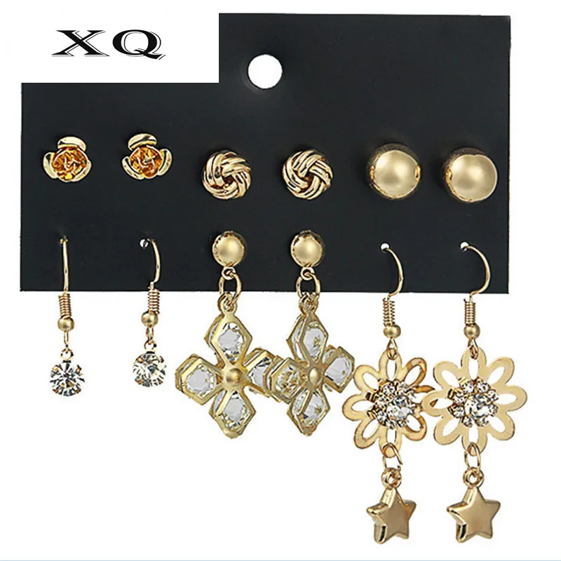 XQ Free Shipping Fashion Women's Jewelry 6 pairs / set of flowers moon long earrings girls Stud earring combination jewelry
XQ Free Shipping Fashion Women's Jewelry 6 pairs / set of flowers moon long earrings girls Stud earring combination jewelry