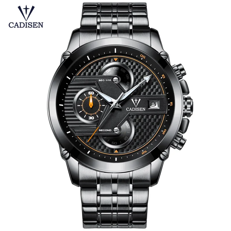 

Cadisen Fashion Men's Chronograph Quartz Watches Stainless Steel Band Classic Analogue Business Wristwatch for Man CS9018G-2