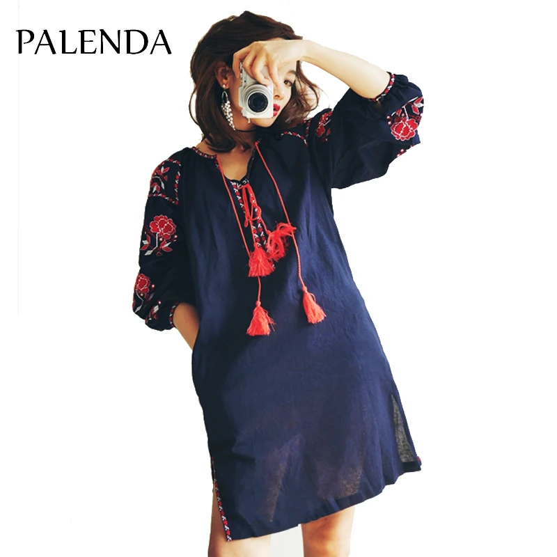 2017 new bohemian embroidery kaftan dress lantern sleeve cotton bandage tassel flora loose whole sale
2017 new bohemian embroidery kaftan dress lantern sleeve cotton bandage tassel flora loose whole sale