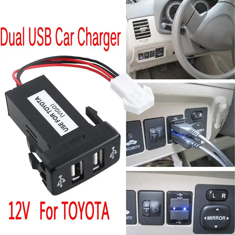 For TOYOTA 12V Dual USB Car Charger 2.1A 2 Port Interface Auto Power Adapter Dashboard Socket Black Car Modification Accessries
For TOYOTA 12V Dual USB Car Charger 2.1A 2 Port Interface Auto Power Adapter Dashboard Socket Black Car Modification Accessries