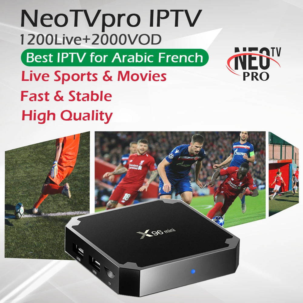 

X96Mini Android 7.1 TV box+1 Year NeoTV France Arabic Iptv 1G 8G&2G 16G Amlogic S905W Quad Core WiFi 4K Live+Vod Smart OTT Box