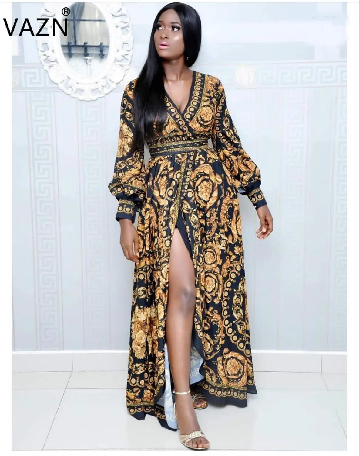 VAZN 2019 New Arrive Spring Hot Sexy Women Print Lace Up Maxi Dress Lady V-Neck Full Sleeve Elegant Chiffon Long Dress JN15
VAZN 2019 New Arrive Spring Hot Sexy Women Print Lace Up Maxi Dress Lady V-Neck Full Sleeve Elegant Chiffon Long Dress JN15