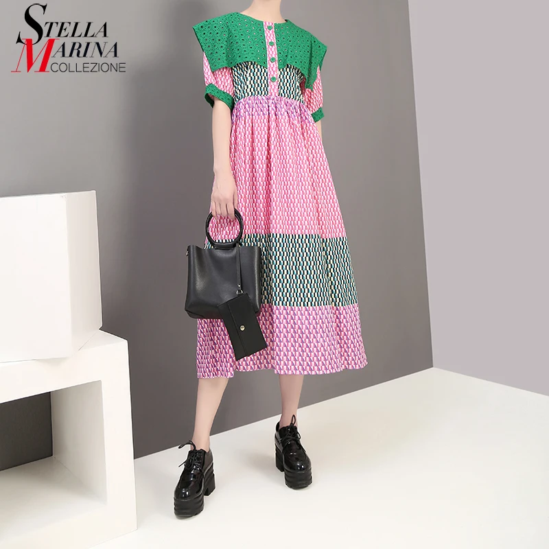 New 2019 Korean Style Women Summer Long Pink Dress A-Line Geometrical Pattern Printed Cute Dress Casual Wear Style Vestidos 5316
New 2019 Korean Style Women Summer Long Pink Dress A-Line Geometrical Pattern Printed Cute Dress Casual Wear Style Vestidos 5316