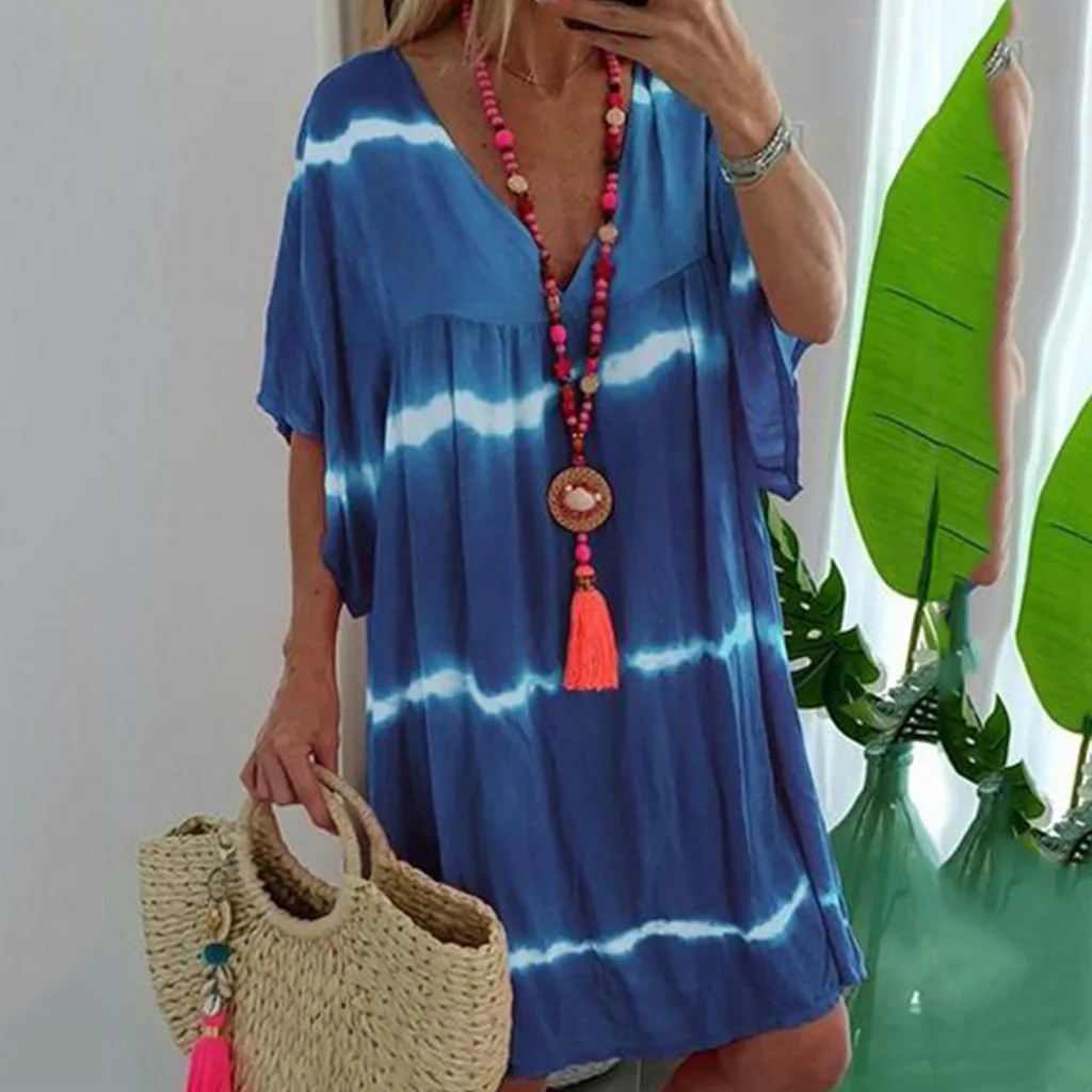 Women Dresses Plus Size V-neck Casual Loose Pullover Tie Dye Print Dresses Sundress Beach Party Dress Vestidos Femininos Elegant
Women Dresses Plus Size V-neck Casual Loose Pullover Tie Dye Print Dresses Sundress Beach Party Dress Vestidos Femininos Elegant