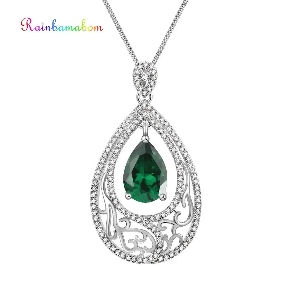 Rainbamabom Real 925 Sterling Silver Emerald Gemstone White Gold Water Drop Pendant Necklace Party Jewelry Women Gifts Wholesale
Rainbamabom Real 925 Sterling Silver Emerald Gemstone White Gold Water Drop Pendant Necklace Party Jewelry Women Gifts Wholesale