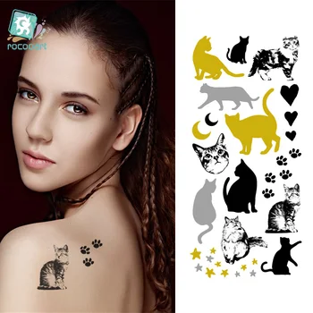 Rocooart Waterproof Flash Tattoo Golden Animal Black Silver Cats Gold Fake Tattoo Glitter Metallic Temporary Tattoo Sticker
Rocooart Waterproof Flash Tattoo Golden Animal Black Silver Cats Gold Fake Tattoo Glitter Metallic Temporary Tattoo Sticker